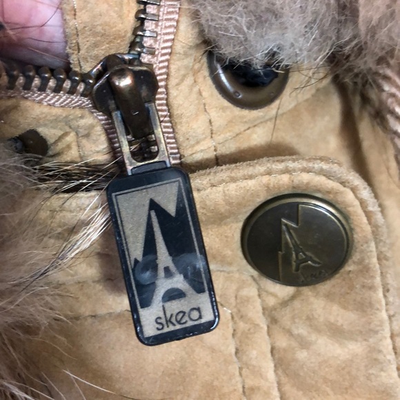 Shea Paris Vail size 14 Suede Leather & Fur Parka Made in USA Cinched Waist Tan - Picture 12 of 16